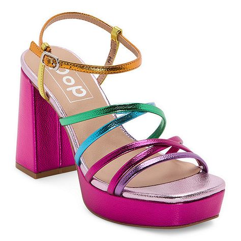 Pop Womens Kallie Heeled Sandals, Color: Fuschia Multi - JCPenney Fuschia Heels, Neon Party Outfits, Pop Shoes, Neon Heels, Shoe Strap, Bratz Fashion, Neon Dresses, Y2k Shoes, Platform Shoe