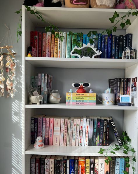 How To Decorate A Bookshelf In A Bedroom, Heartstopper Bookshelf, Heartstopper Room Ideas, Mini Library In Bedroom, Aesthetic Bookshelf Ideas, House Libraries, Book Room Decor, Bookcase Aesthetic, Bookshelves Inspiration