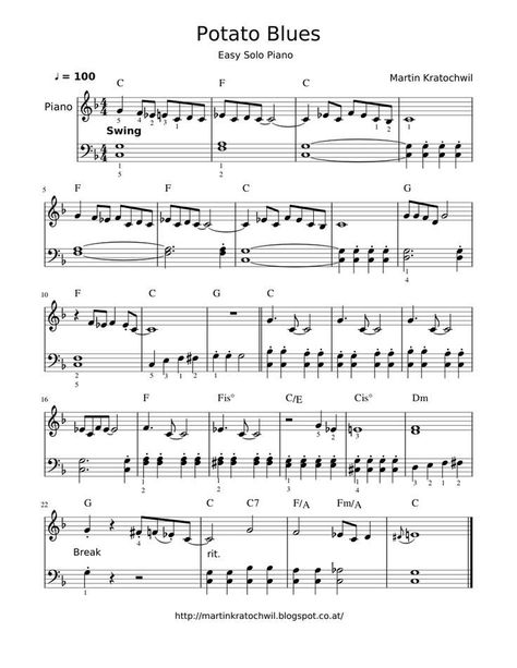 Popular Piano Sheet Music, Alto Saxophone Sheet Music, Easy Sheet Music, Piano Chords Chart, Piano Jazz, Trumpet Sheet Music, Clarinet Sheet Music, Jazz Sheet Music, Blues Piano