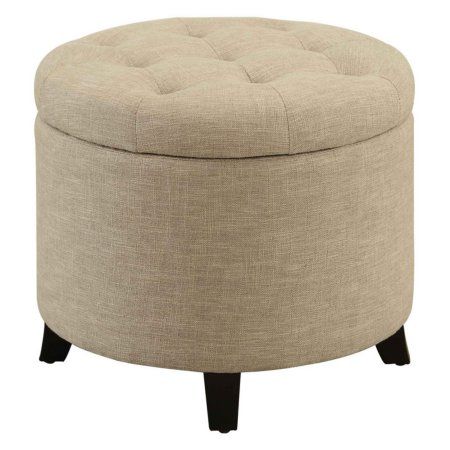 Convenience Concepts Designs4Comfort Round Ottoman, Multiple Colors, Brown Farmhouse Ottoman, Target Bed, Beach Themed Living Room, Tan Ottoman, Coastal Living Room Decor, Coastal Living Room Furniture, Creative Wedding Centerpieces, Themed Living Room, Furniture Entryway