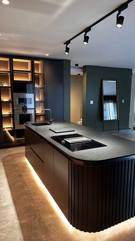 Kitchen Island Lighting Led, Kitchen Mood Lighting, Kitchen Island Under Counter Lighting, Ambient Lighting Kitchen, Counter Top Lighting, Slate Aesthetic, Lights Above Kitchen Island, Dining Light, Kitchen Led Lighting