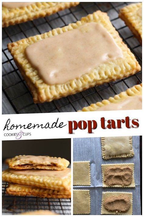 These Homemade Frosted Brown Sugar Pop Tarts are OUT OF CONTROL DELICIOUS! They're flaky on the outside, perfectly sweet on the inside, and topped with a cinnamon icing. You will never want a boxed Pop Tart again! #poptarts #pastry #breakfast #cookiesandcups #homemadepoptarts #homemade #cinnamonsugar Best Pop Tart Flavors, Homemade Pop Tarts Recipe, Pop Tarts Recipe, Brown Sugar Pop Tarts, Homemade Pop Tarts, Poptart Recipe, Overnight Oatmeal Recipes, Tarts Recipe, Sugar Pop