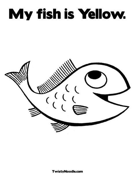 Coloring pages Fish Drawing For Kids, Rainbow Fish Coloring Page, Easy Fish Drawing, Fish Printables, Fish Coloring, Fish Template, Fish Coloring Page, Yellow Fish, Cartoon Fish