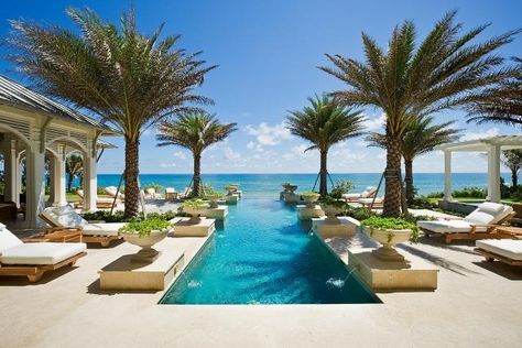 ♕ The Luxury Side of Life ♕ British West Indies Style, West Indies Style, Beachfront Home, Teak Outdoor Furniture, Tropical Pool, Beautiful Pools, Luxe Interiors, Modern Patio, Swimming Pool Designs