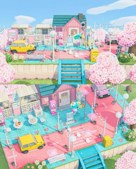 Kidcore Ideas Acnh, Pastel Path Acnh, Pastel Animal Crossing Island, Acnh Barbie Designs, Colorful Acnh Island, Acnh Colorful Island, Acnh Sanrio Island, Kawaii Acnh Codes, Anch Themes