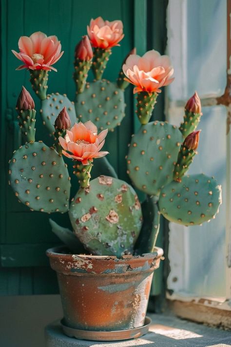 Flowering Cactus Plants, Dessert Plants, Cactus With Flowers, Cactus In Pot, Indoor Cactus Plants, Cactus Garden Outdoor, Cactus Paintings, Cactus House Plants, Blooming Succulents