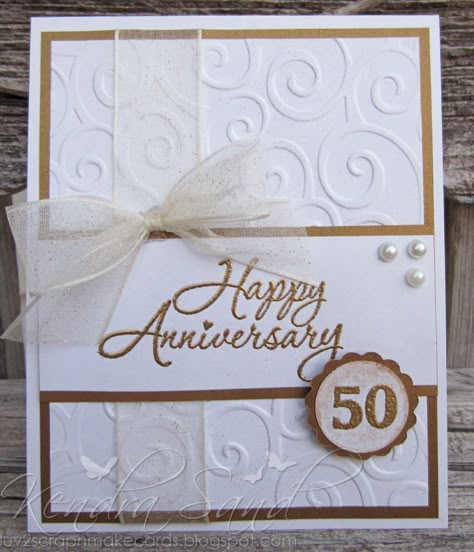 Inspired By Stamping: "50" from the set Fancy Alphabet Kad Perkahwinan, 50th Anniversary Card, 50th Anniversary Cards, Happy 50th Anniversary, Anniversary Cards Handmade, Kraf Kertas, Happy Anniversary Cards, 50th Wedding Anniversary, Embossed Cards