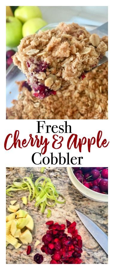 Fresh Cherry Cobbler Recipe, Apple Crisp With Oats, Fresh Cherry Cobbler, Cherry Cobbler Recipe, Desserts Fruit, Cherry Crisp, Cherry Apple, Fresh Cherry, Apple Cobbler