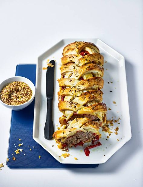 Italian-inspired sausage plait recipe | Sainsbury's Magazine Sausage Plait, Sainsburys Recipes, Sausage Roll, Recipe For Kids, New Potatoes, Food Delivery App, Pastry Pie, Mobile Wallet, Bbc Good Food