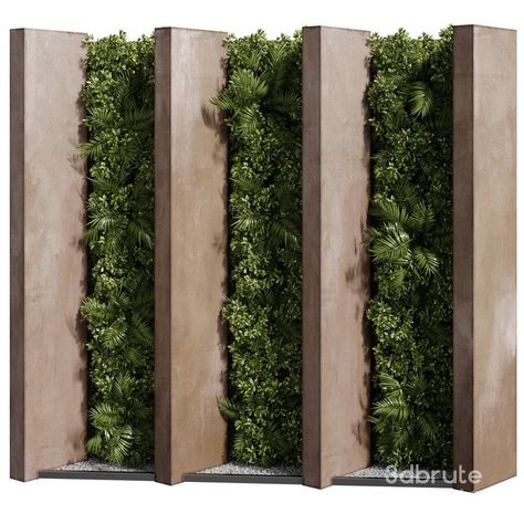 Green wall 03 3d model Buy Download 3dbrute Exterior Plant Wall, Green Wall Fence, Green Wall With Wood Panels, Feature Wall In Office, Vertical Garden Facade, Modern Green Interior, Green Wall Exterior, Green Wall Architecture, Garden Wall Design Outdoor