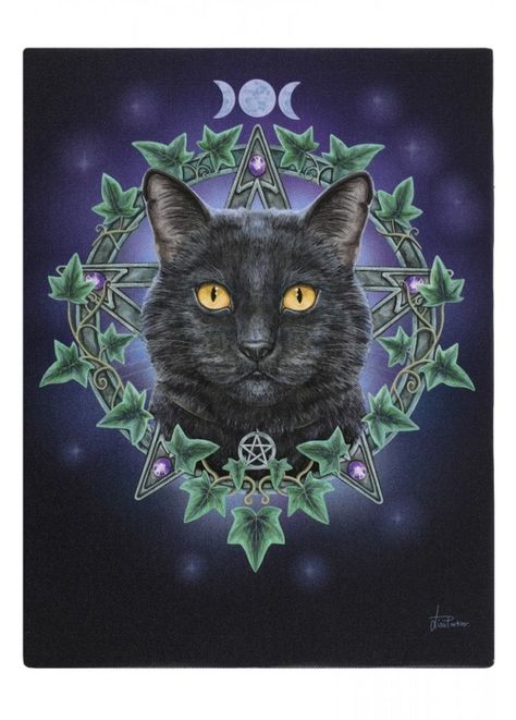 Wiccan Wallpaper, Spiritual Animals, Small Canvas Prints, Fantasy Cat, Goth House, Gothic Pictures, Lisa Parker, Pentagram Design, Wiccan Crafts