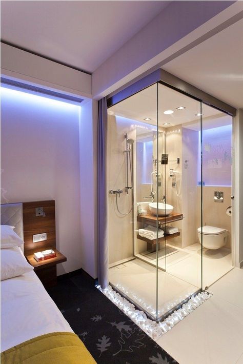 Makeover Kamar Mandi, Modern Hotel Room, Hotel Room Interior, Open Bathroom, Interior Hotel, Wall Interior, Hotel Room Design, Guest Bathrooms, Modern Hotel