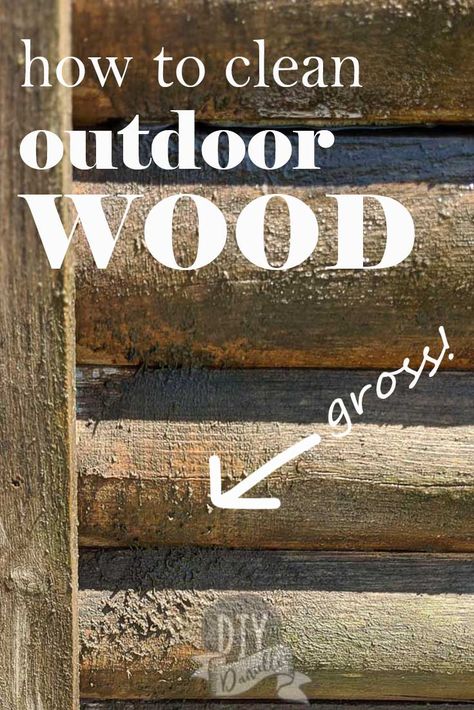 Clean your wood deck, playhouse, or fence with this easy to make DIY wood cleaner. Great for removing dirt, mildew and more! YUCK!  #DIY #cleaning #outdoors Diy Wood Cleaner, Diy Cleaner, Wood Playhouse, Deck Cleaner, Wood Decks, Diy Wood Stain, Wooden Walkways, Wood Cleaner, Outdoor Wood Furniture