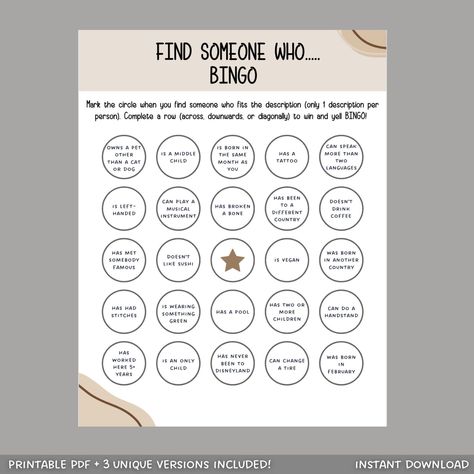 Find Someone Who Game, Employee Bingo, Fun Icebreaker Game, Get to Know You Bingo Game Printable, Human Bingo Party/Event Game, Office Party Retail Games For Employees, Office Bingo Free Printable, Corporate Ice Breaker Games, Office Party Games For Large Groups, Mingle Games, Womens Gathering, Bingo Party Decorations, Fun Office Games, Office Bingo