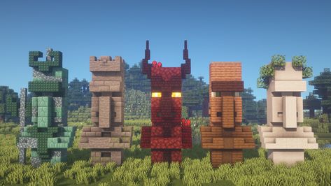 Statue Ideas Minecraft, Town Center Minecraft, Village Ideas Minecraft, Cute Minecraft Village Ideas, Minecraft Building Ideas Survival, Villager Statue, Minecraft Design Ideas, Minecraft Kale, Chalet Minecraft