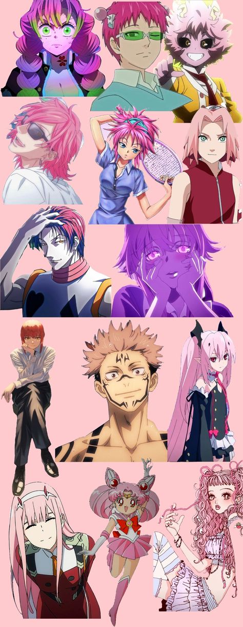 Pink hair anime mix wallpaper Pink Hair Cosplay Characters, Pink Hair Costume, Characters Cosplay, Pink Hair Anime, Hot Pink Hair, Hair Anime, Anime Clothes, Anime Mix, Cosplay Characters