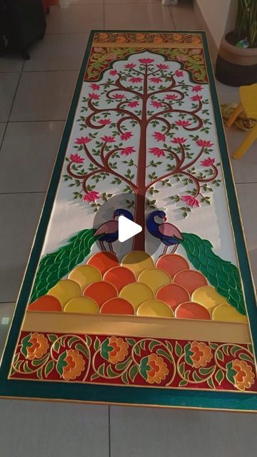 Priyanka Mittal on Instagram: "You all loved this artwork so much that I had to create a process video of what went behind creating this beauty 🥹  Hope you all enjoy it😁  Dm to get your customised today  Beautiful mirrors from : @mirrorglassworldwide   #lippanart #treeoflife #peacock #handmade   ( handmade art , lippan art , customised art , living room decor, interior design , home decor)" Lipan Art On Canvas, Peacock Lippan Art Design, Lippan Art Peacock Design, Mdf Board Painting Ideas, Peacock Lippan Art, Pichwai Art Paintings, Lippan Art Design, Lippan Art Mirror, Room Decor Interior Design