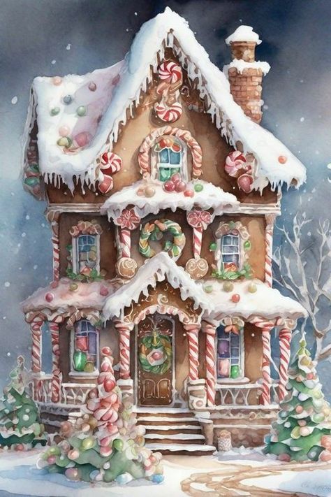 Gingerbread Christmas Decor, Gingerbread House Decorations, Christmas Gingerbread House, Christmas Events, Christmas Projects Diy, Christmas Wonderland, Fir Tree, Holiday Pictures, Christmas Drawing