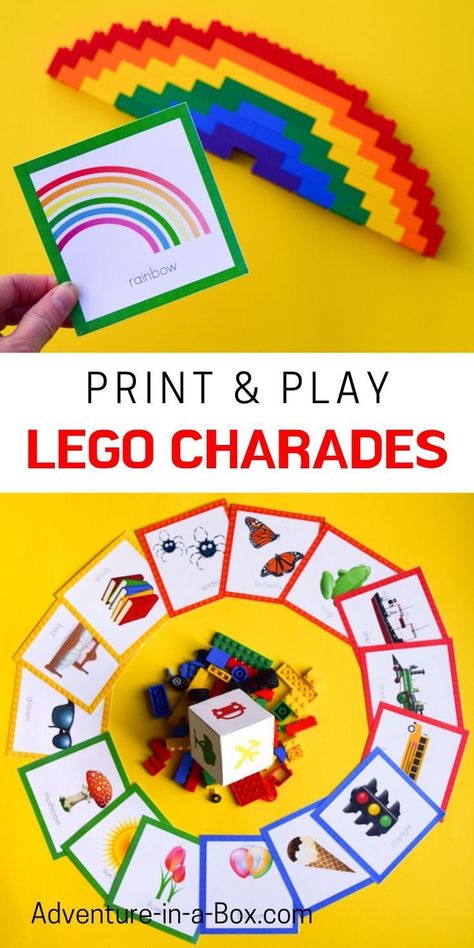 If you are looking for LEGO birthday party ideas, try this LEGO twist on the popular games of Charades or Pictionary! Print, make and play. #lego #partyideas #printandplay #printable #boardgames Lego Games For Kids Activities, Lego Summer Camp Ideas, Lego Camp Ideas, Lego Pictionary, Lego Club Ideas Lesson Plans, Lego Games For Kids, Lego Challenges For Kids, Lego Activities For Kids, Lego Party Printables