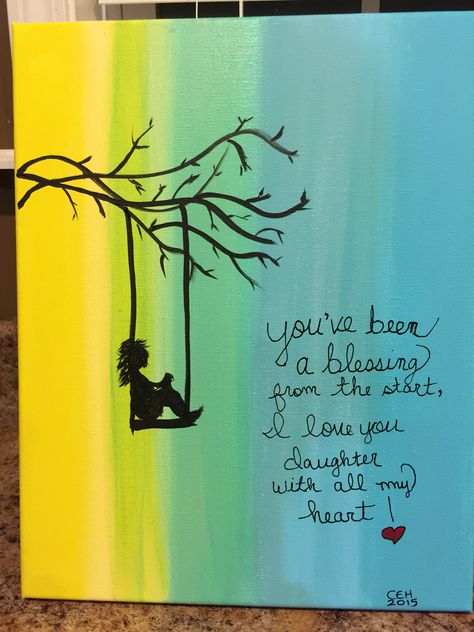 Canvas art for my daughter Painting For Daughter From Mom, Painting For My Daughter, Painting For Daughter, Mom And Daughters Painting, Positive Quotes For Teens, Ellie Rose, Mother And Child Painting, Mother Painting, Drawings Ideas