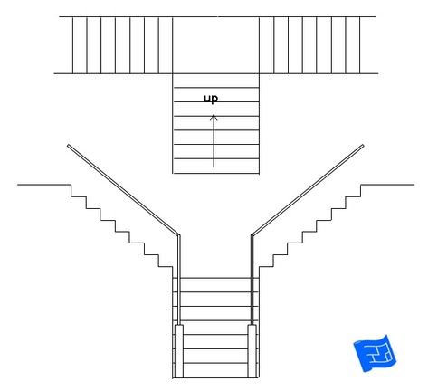 Split staircase. Click through to the website to read about staircase design considerations and lots more on home design. Half Pace Stairs Design, 2 Way Staircase, Double Staircase Floor Plan, Split Stairs, Staircase Types, Staircase Plan, Split Staircase Ideas, Staircase Layout, Vinyl Record Art Ideas