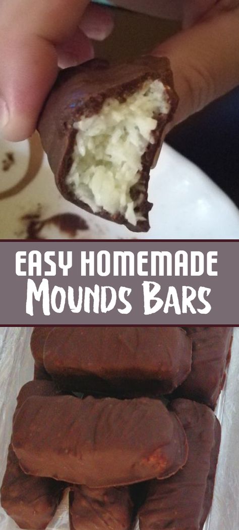 Homemade Mounds, Mounds Bars Recipe, Mounds Bars, Cream Cheese Lemonade Pie, Bounty Chocolate, Homemade Candy Bars, Lemonade Pie, Decadent Cakes, Homemade Candies