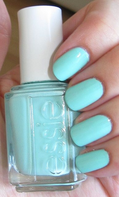 Mint Candy Apple by Essie. Gorgeous for spring and summer. Essie Mint Candy Apple, Blue Nail Polish, Mint Candy, Blue Nail, Essie Nail Polish, Essie Nail, Candy Apple, Opi Nails, Creative Nails