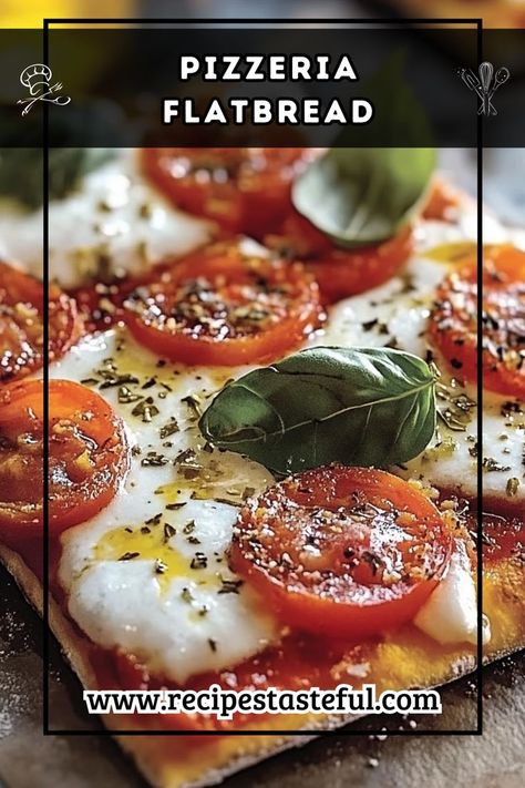 A quick and delicious flatbread topped with fresh tomatoes, mozzarella cheese, and aromatic herbs. Perfect for a snack or light meal, this Pizzeria Flatbread is sure to impress! Fresh Mozzarella Recipe Meals, Fresh Mozzarella Recipe, Mozzarella Recipe, Tomatoes Mozzarella, Flatbread Recipe, Mozzarella Recipes, Flatbread Recipes, Flatbread Pizza, Aromatic Herbs