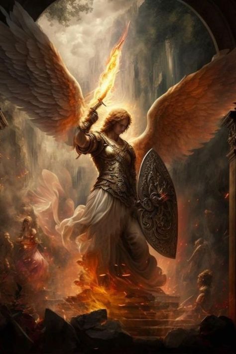 Archangel Michael Lucifer, Archangel Michael Art, Guardian Angel Images, Saint Michael Angel, Archangel Michael Tattoo, St Michael Archangel, Angel Michael, Male Angels, Fantasy Angel