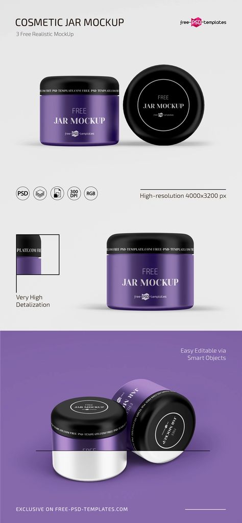 Free PSD Cosmetic Jar Mockup Set | Free PSD Templates Cosmetic Mockup Free, Skincare Mockup, Cosmetics Mockup, Jar Mockup, Cosmetic Packaging Design, Psd Template Free, Cosmetic Containers, Bottle Cover, Bottle Mockup