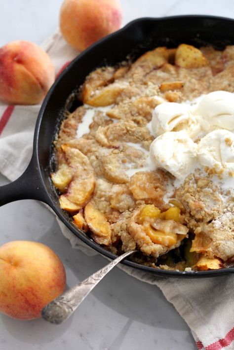 Peach Dump Cake (From Scratch!) Fresh Peach Dump Cake, Homemade Cake Mixes, Peach Dump Cake, Cake From Scratch, Cast Iron Skillet Recipes, Baked Fruit, Peach Recipe, Dump Cake Recipes, Dump Cake