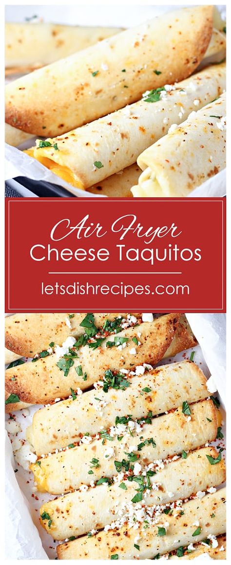 Vegetarian Taquitos Air Fryer, Air Fryer Cheese Roll Ups, Cheese Taquitos, Cheese Flautas, Taquitos Cheese, Air Fryer Tortilla Recipes, Air Fryer Turnovers, Air Fryer Cheese Taquitos, Air Fryer Taquitos