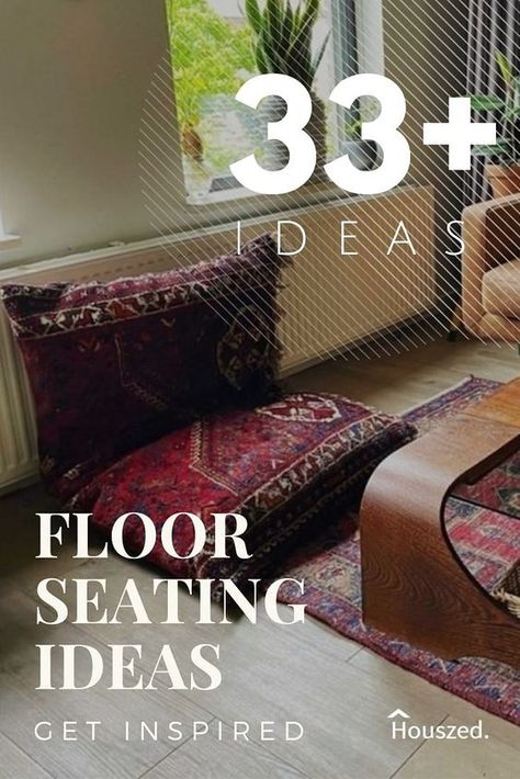 33 Floor Seating Ideas That Help You Relax and Have Fun in 2022 Japandi Floor Seating, Floor Sitting Living Room Japanese, Floor Seating Work Space, Sitting Cushions Floor Pillows, Diy Floor Chair With Back, Floor Sitting Living Room Ideas, Coffee Table With Floor Cushions, Movement Friendly Home, Floor Sitting Ideas Bedroom