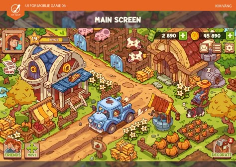 ArtStation - Project: Dream Farm, Wolley02 Dream Farm, Farm Games, Cookie House, 2d Game Art, Isometric Art, Conceptual Illustration, Farm Design, Casual Game, Location Map