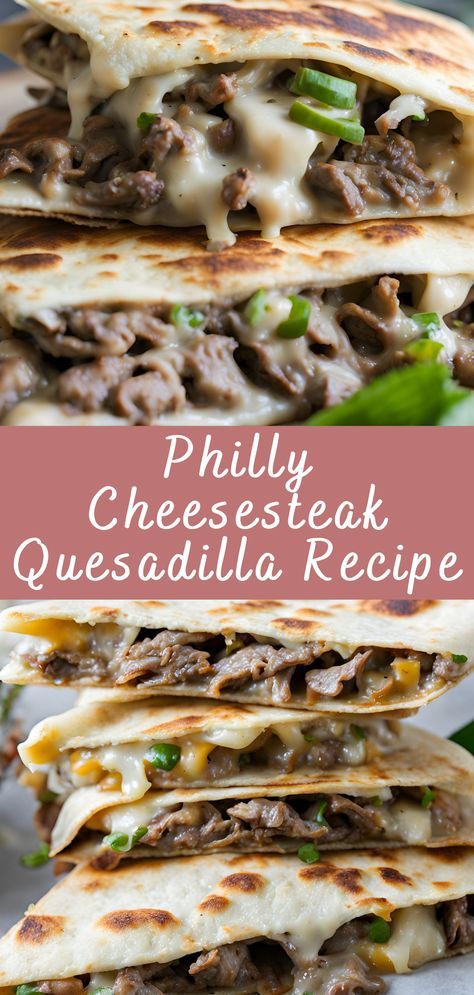 Philly Cheesesteak Quesadilla Recipe Craving something cheesy, savory, and utterly satisfying? Look no further than the Philly Cheesesteak Quesadilla. This recipe combines the best of both worlds: the classic Philly cheesesteak with its tender beef, sautéed onions, and melted cheese, and the ever-popular quesadilla, crispy on the outside and gooey on the inside. This fusion […] Handheld Meal Prep, Healthier Philly Cheesesteak, Philly Cheesesteak Quesadilla Recipes, Philly Steak Wraps Recipes, Philly Meat Recipes, Blackstone Grill Quesadillas, Philly Cheesesteak Nachos, Cheesesteak Quesadilla Recipes, Brisket Philly Cheesesteak