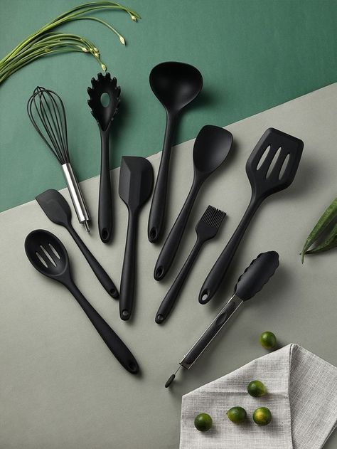 Kitchen utensils set, Amazon must haves, Amazon must have, Amazon kitchen, Amazon kitchen must haves, Amazon kitchen utensils must have, silicone utensil sets, kitchen accessories, kitchen aesthetic, kitchen utensils aesthetic, Amazon home finds, kitchen essentials, kitchen ideas, cooking utensils, Amazon cooking utensils, kitchen organization, cleaning, kitchen cooking utensils, Amazon cooking utensils, food, spatula, top kitchen gadgets,  kitchen utensil holder, cooking aesthetic, kitchen ware Cooking Items Kitchen Gadgets, Black Cooking Utensils, Kitchen Tools Photography, Utensils Photography, Black Kitchen Utensils, Cooking Aesthetics, Black Utensils, Black Tableware, Kitchen Decor Collections