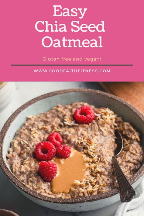 These chia seed oats are a perfect way to add more nutrients to your breakfast! Simple, healthy, delicious, and so easy to make! This vegan oatmeal will be your new favorite breakfast! Chai Seeds For Breakfast, Chia Seed Cereal, Oatmeal With Chia Seeds, Chia Seed Oatmeal, Chia Seed Breakfast, Breakfast Simple, Soak Chia Seeds, Healthy Cinnamon Rolls, Brown Sugar Oatmeal