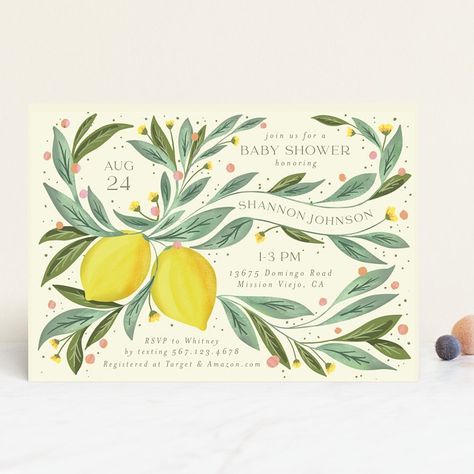 Yellow Baby Shower Invitations, In Lieu Of Gifts, Citrus Baby, Blue Baby Shower Invitations, Fresh Color Palette, Bathroom Art Prints, Art Shelves, Main Squeeze, Botanical Art Prints