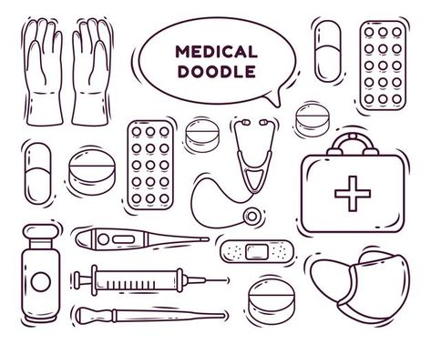 Kawaii Medical, Medical Cartoon, Cartoon Doodle, Doodle Style, Doodle Coloring, Premium Vector, Graphic Resources, Hand Drawn, How To Draw Hands