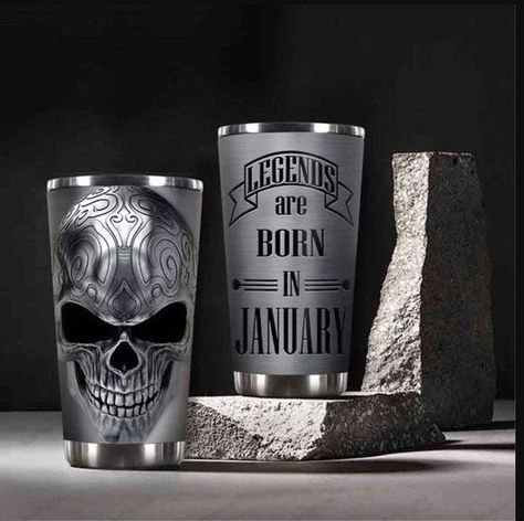 Legends Are Born In January Skull Stainless Steel Tumbler Cup Travel Mug TC3435 Product Details: Stainless Steel TumblerPrinted In The USAWorldwide ShippingPrint Type: Sublimation PrintingMaterial: Stainless SteelColor: White Gloss Sizing: 12oz, 20oz And 30ozCan Be Printed On Both SidesFree Second Side PrintingBrand: GenericDishwasher SafeVibrant Color ReproductionSuperb Finish And Lasting QualityDouble-wall Construction To Keep The Liquid Temperature Constant For Several HoursSize: 12 Tumbler Quotes, Gift For Partner, Skull Shoes, Born In January, Gift For Bestie, Skull Tumbler, Cup Ideas, Personalized Tumbler, Stainless Steel Cups