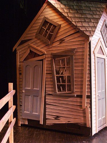 Dorothy's house after the storm | Flickr - Photo Sharing! Wizard Of Oz Set, Wizard Of Oz Play, Wizard Of Oz Musical, Wizard Of Oz Decor, Technical Theatre, Stage Ideas, Halloween Office, Jewerly Set, Set Design Theatre