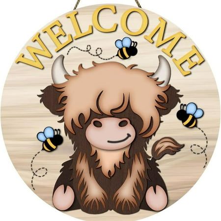 Front Door Cow Welcome Sign 12 Inch Summer Door Wreath Funny Cow Sign Home Features: HOME DECOR: Decorate your home, office with this exquisite wooden sign. SIZE: The wooden sign is 12X12 inches. EASY TO HANG: Comes with rope, it can be hung anywhere you need to decorate. MATERIAL: This wooden sign is made of wood, safe and odorless, with realistic and high-precision printing, reusable and can be kept for a long time. WIDE APPLICATION: Perfect for cafe, , office, house, cabin, patio, door and more. Product Description: package list:1 quotation Color: Brown. Cow Welcome Sign, Bees Diy, Cow Door Hanger, Cabin Patio, Hanging Mason Jar Lights, Buy Front Door, Welcome Sign Door, Front Door Baskets, Family Pictures On Wall