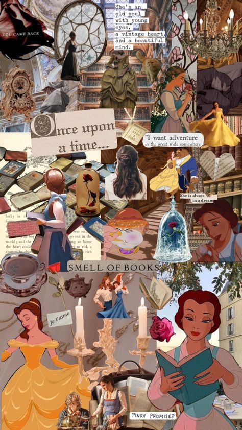 Belle and her books!! Belle Beauty And The Beast Wallpaper, Belle Wallpaper Aesthetic, Fairytale Lifestyle, Belle Wallpaper, Princess Collage, Beauty And The Beast Wallpaper, Disneyland Princess, Movie Collage, Beauty And The Beast Movie