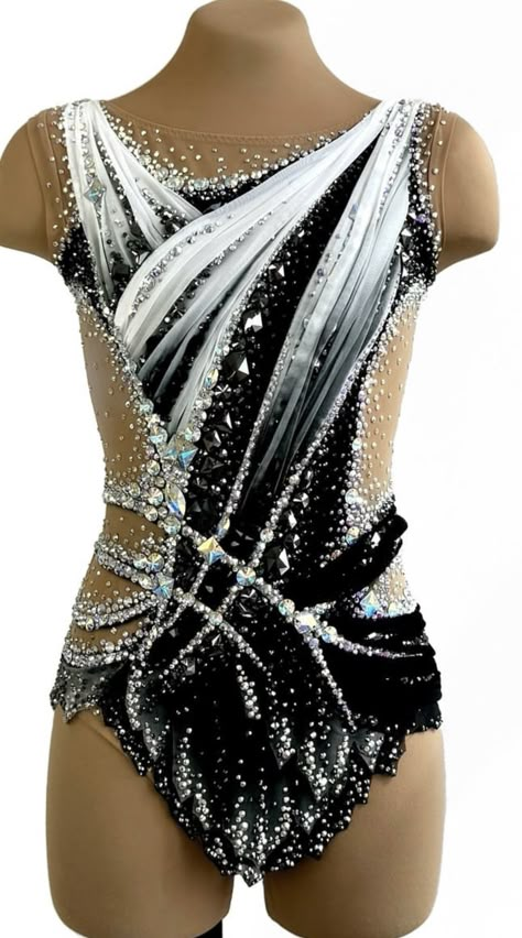 Ballroom Dance Outfits, Acro Leotards, Rhythmic Gymnastics Costumes, Leotards Gymnastics Rhythmic, Sparkly Fashion, Black Leo, Gymnastics Costumes, Black Leotard, Preformance Outfits