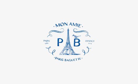 Paris Baguette — The Dieline - Branding & Packaging Design Paris Coffee Shop, French Logo, Paris Baguette, Trendy Logos, French Bakery, Bakery Logo, Logo Restaurant, Luxury Logo, Minimalist Logo Design