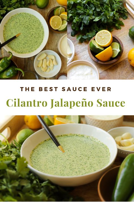 Cilantro Jalapeno Sauce, Cilantro Jalapeno Dip, Savoury Sauces, Jalapeno Sauce, Mexican Sauce, Cilantro Lime Sauce, Keto Sauces, Clean Keto, Cilantro Sauce