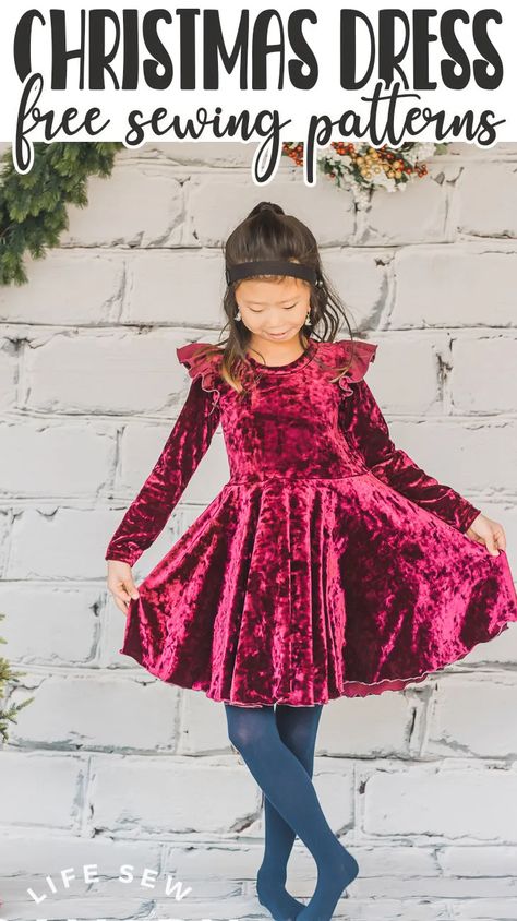 Check out all these fun free holiday dress patterns and tutorials to create festive dresses. Free sewing patterns and inspiration to create beautiful dresses. Childrens Princess Dress Patterns Free, Toddler Christmas Dress Patterns, Toddler Princess Dress Pattern Free, Free Holiday Sewing Patterns, Christmas Dress Pattern Kids, Dress Pattern For Kids Girl, Holiday Dress Pattern, Childrens Dress Patterns Free, Girls Dress Sewing Patterns Free