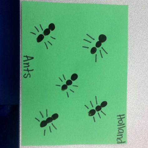 Fingerprint ants Fingerprint Ants, Bugs Preschool Theme, Preschool Letter A, Germ Crafts, Spring Time Crafts, Ant Craft, Ants Activities, Bugs Art, Daycare Art