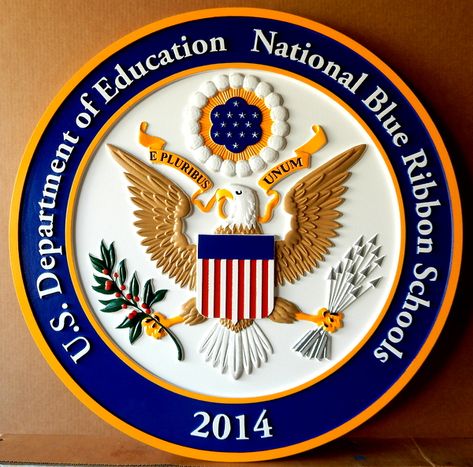 TP-1300 - Carved Wall Plaque of the Seal of a National Blue Ribbon School, Artist Painted Department Of Education Logo, Educational Logo, Sorority Signs, Logo For School, College Ad, Iphone Wallpaper Blur, Money Poster, Marvel Tattoos, Graphic Design Ads