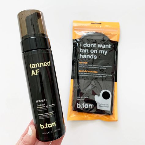 b.tan Self Tanner and Hand Mitt - Walmart Finds #selftanner #bestselftanner #tanningmousse #btan #walmartfinds #walmartbeauty #walmart Tanned Af Self Tanner, Tan Af Self Tanner, Tanned Af Before And After, B Tan Self Tanner, Good Self Tanners, Tanned Af, How To Tan, Tanning Routine, Walmart Beauty Products